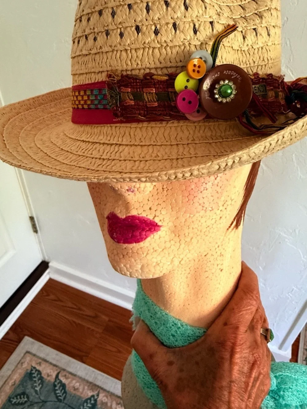 Straw Fedora Upcycled Hat Size Large